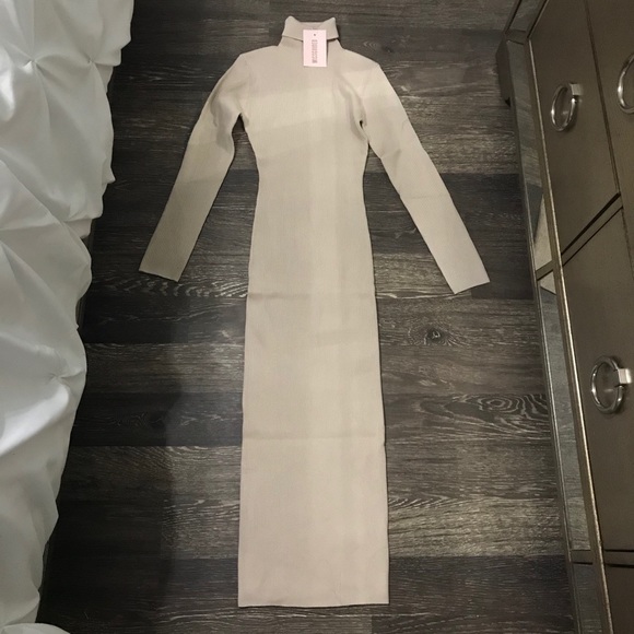 Missguided nude ribbed midaxi dress - Picture 2 of 3